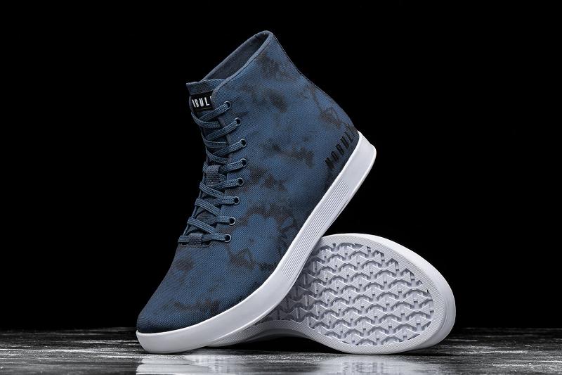 Navy Nobull High-Top Tie-Dye Canvas Men's Trainers | CA P1418J